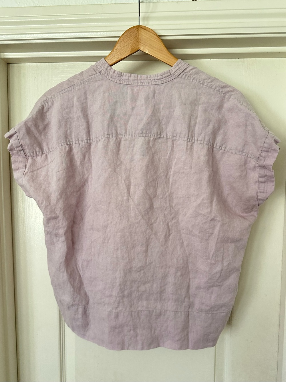 EVERLANE Light Lavender Purple  V-Neck cap Sleeve Linen Top size 6 - Picture 3 of 4